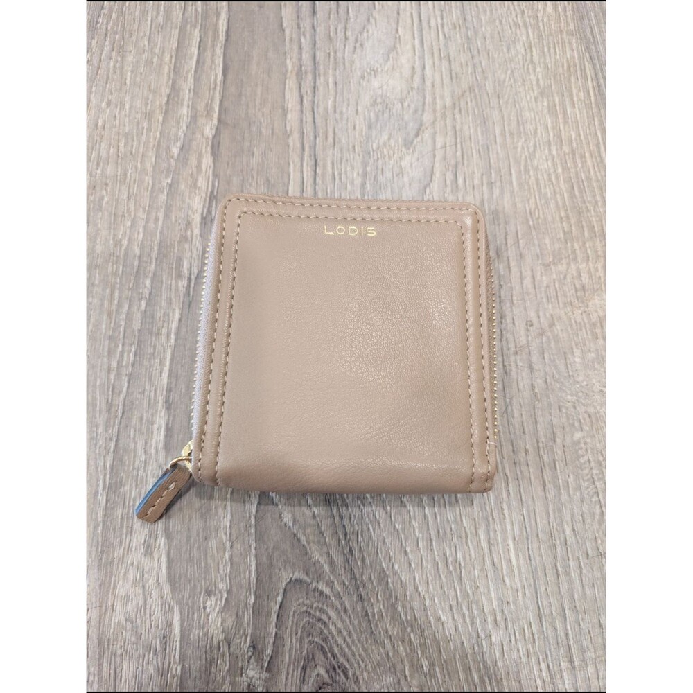 Lodis Zip-Around Leather Wallet in Taupe